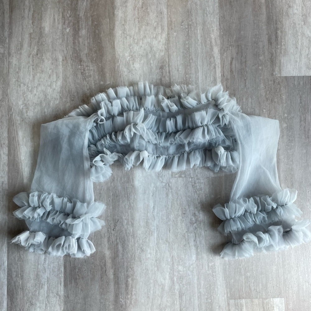 Light blue/Grayish Sheer Ruffled Top by Mexican Designer